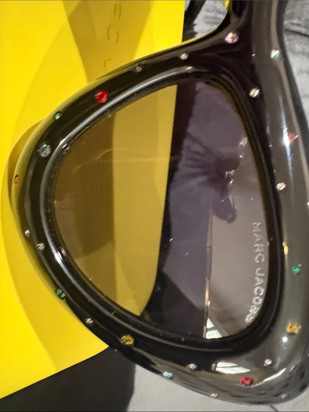 Marc Jacobs Black Cat-Eye Sunglasses with Multicolor Crystal Details